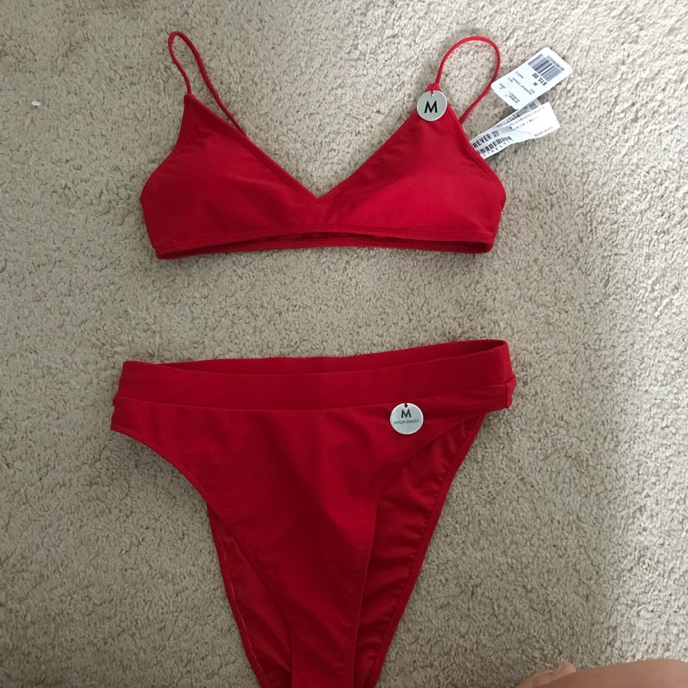 Red High-Waisted Bikini Set